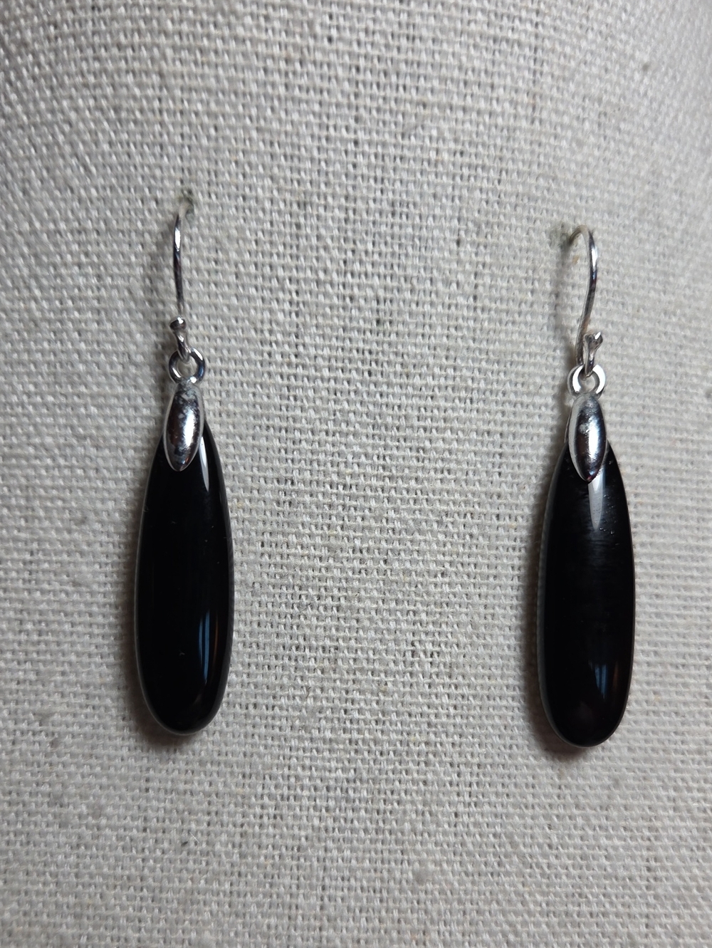 Onyx Sterling Silver Teardrop Earrings